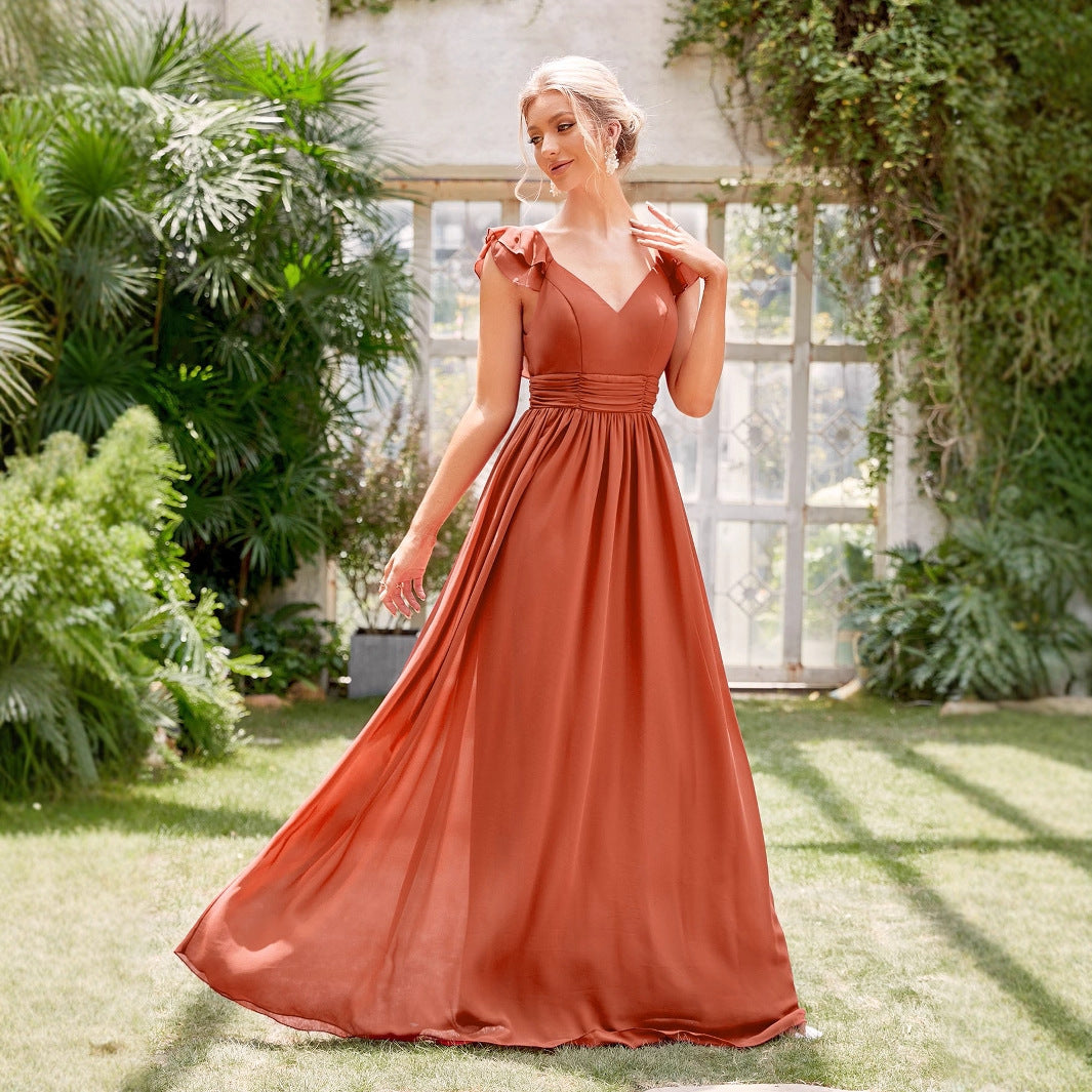 Chiffon Long V-neck Formal Cocktail Party Party Evening Dress