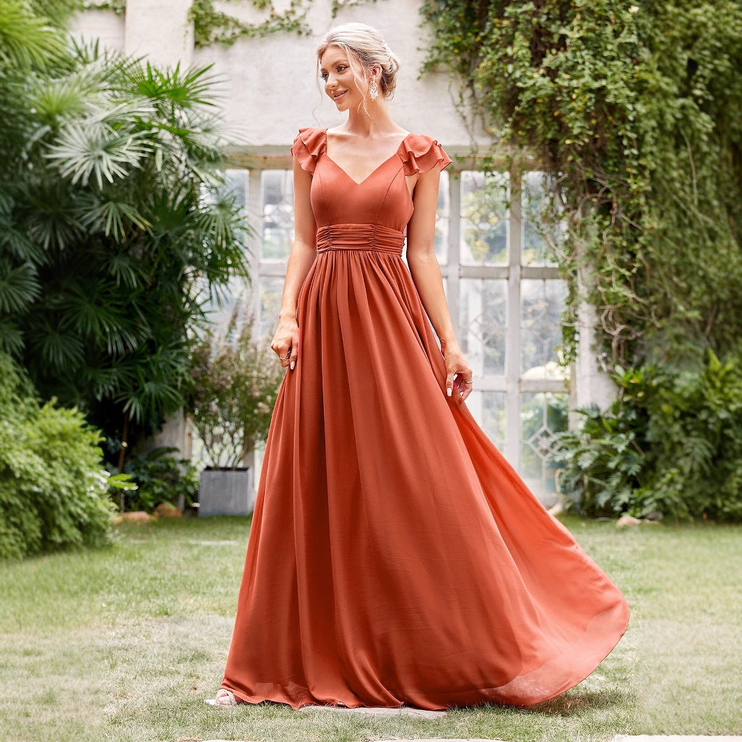 Chiffon Long V-neck Formal Cocktail Party Party Evening Dress