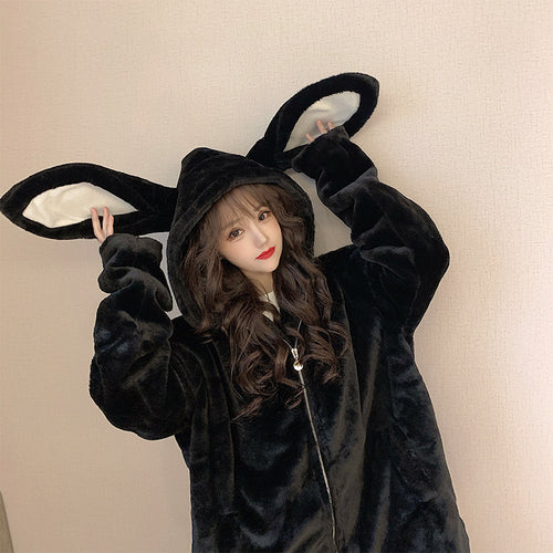 Autumn Winter Gothic Harajuku Couple Hoodies Cute Rabbit