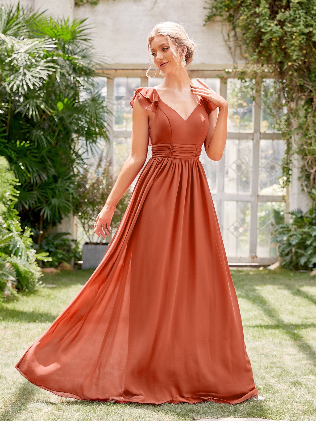 Chiffon Long V-neck Formal Cocktail Party Party Evening Dress
