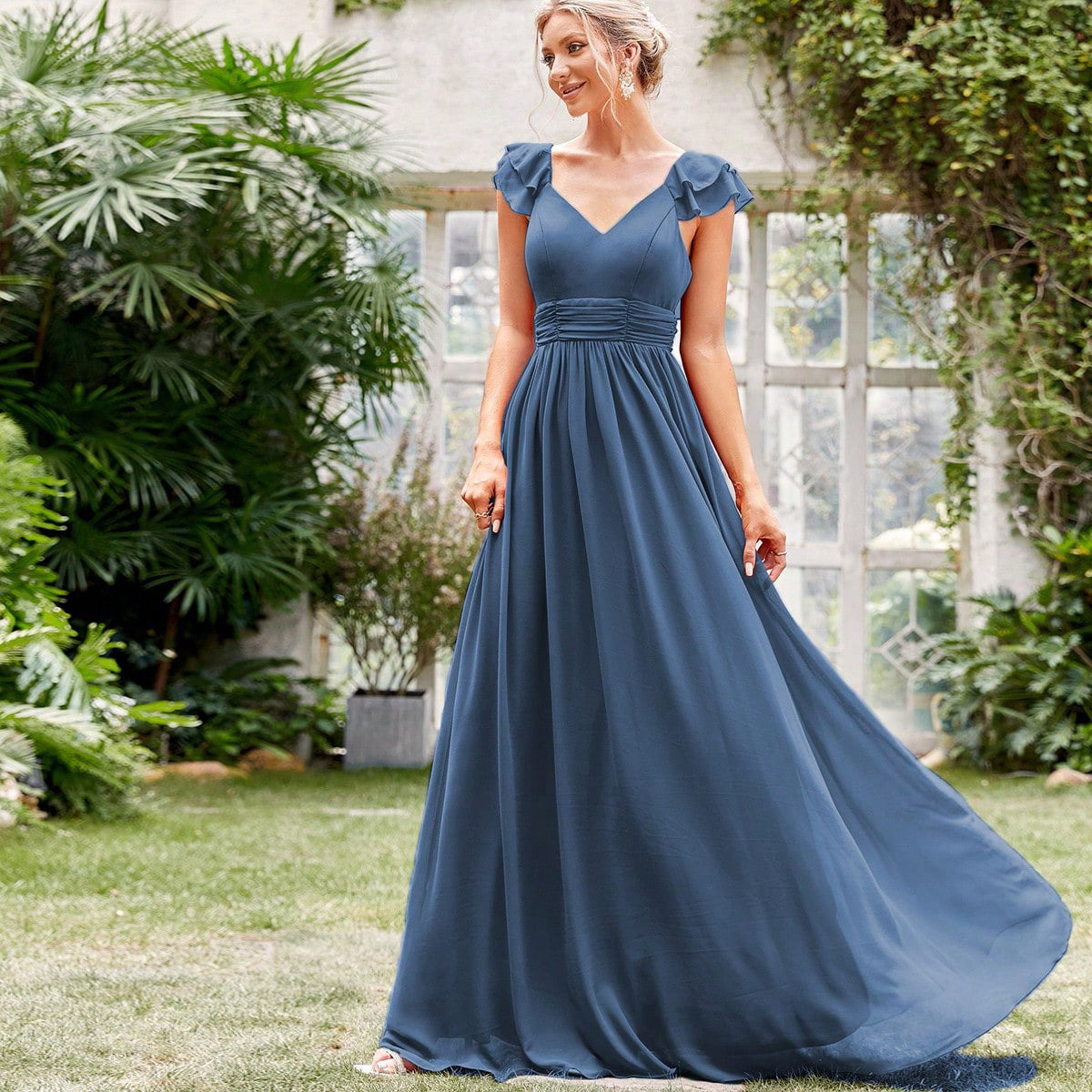 Chiffon Long V-neck Formal Cocktail Party Party Evening Dress